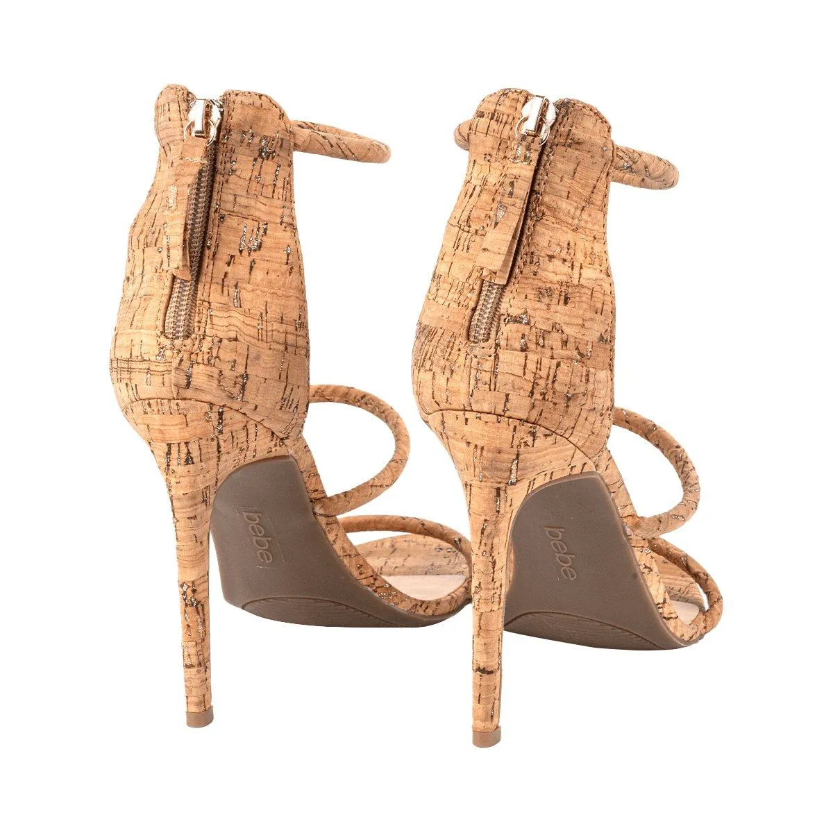 Bebe Berdine Strap High-Heel Sandals Cork Leather Beige Colour For Women