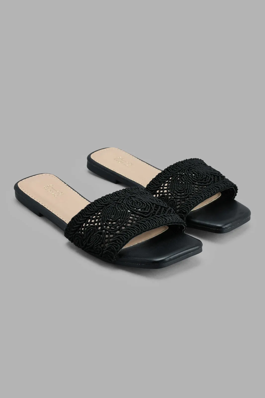 Black Textured Mule