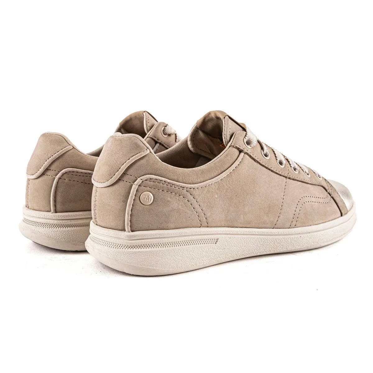 Caterpillar Low-Top Sneakers Nubuck Leather Beige Colour For Women