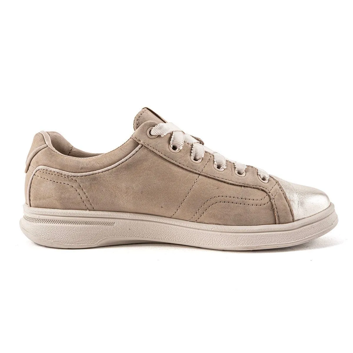 Caterpillar Low-Top Sneakers Nubuck Leather Beige Colour For Women