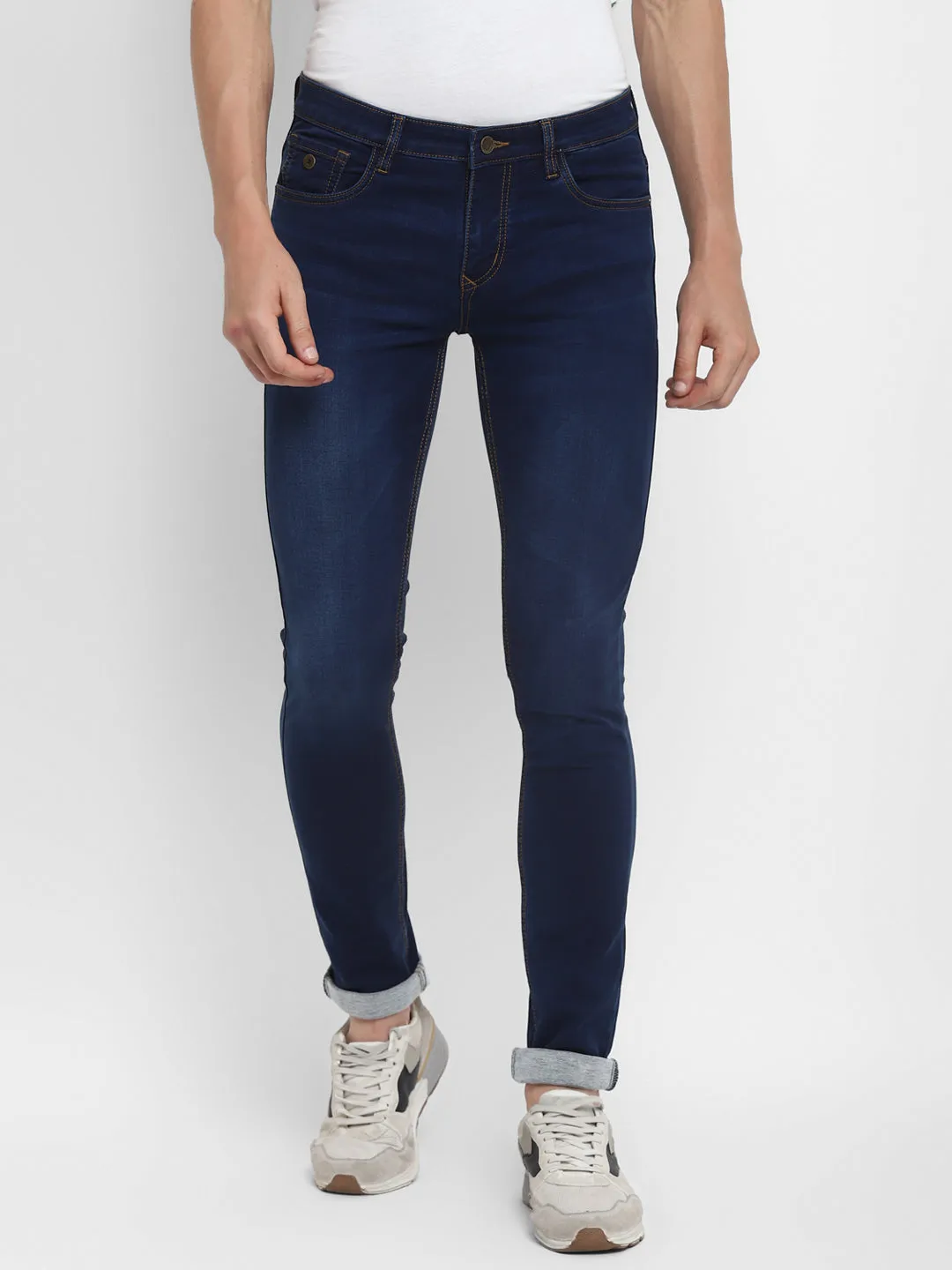 Cotton Stretch Navy Blue Narrow Fit Jeans