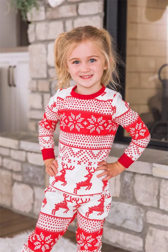 Family Parent-Child Christmas Reindeer and Snowflake Patterned Pajamas