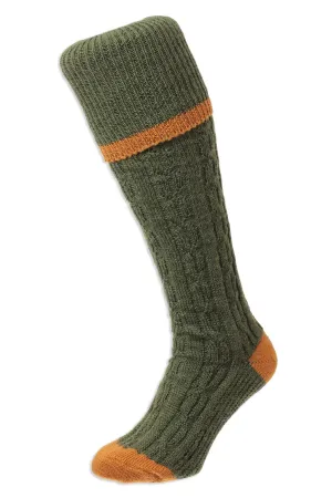 HJ Hall Cushion Foot Long Sock | Cable Stripe