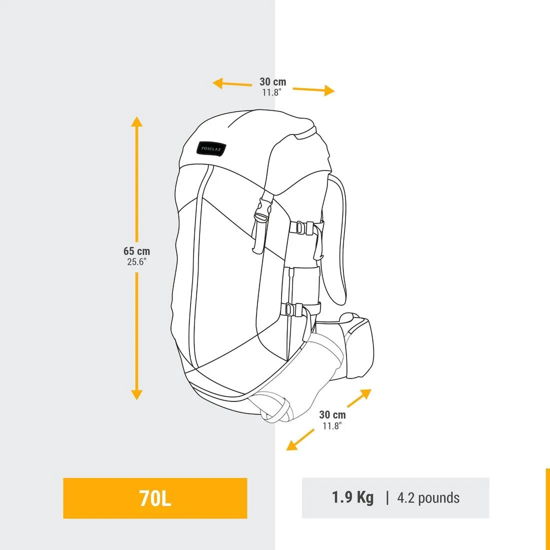 Mochila de montaña y trekking 70L Hombre Forclaz Trek100 Easyfit