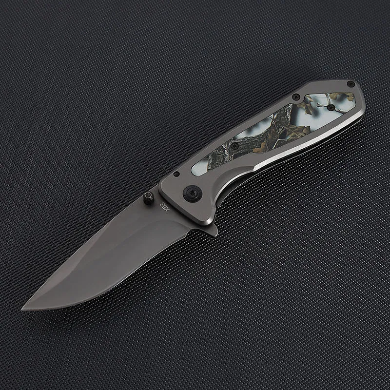 New Trends 3 Styles Gray Titanium Folding Steel Outdoor Camping Hiking Self Defense Knife Survival