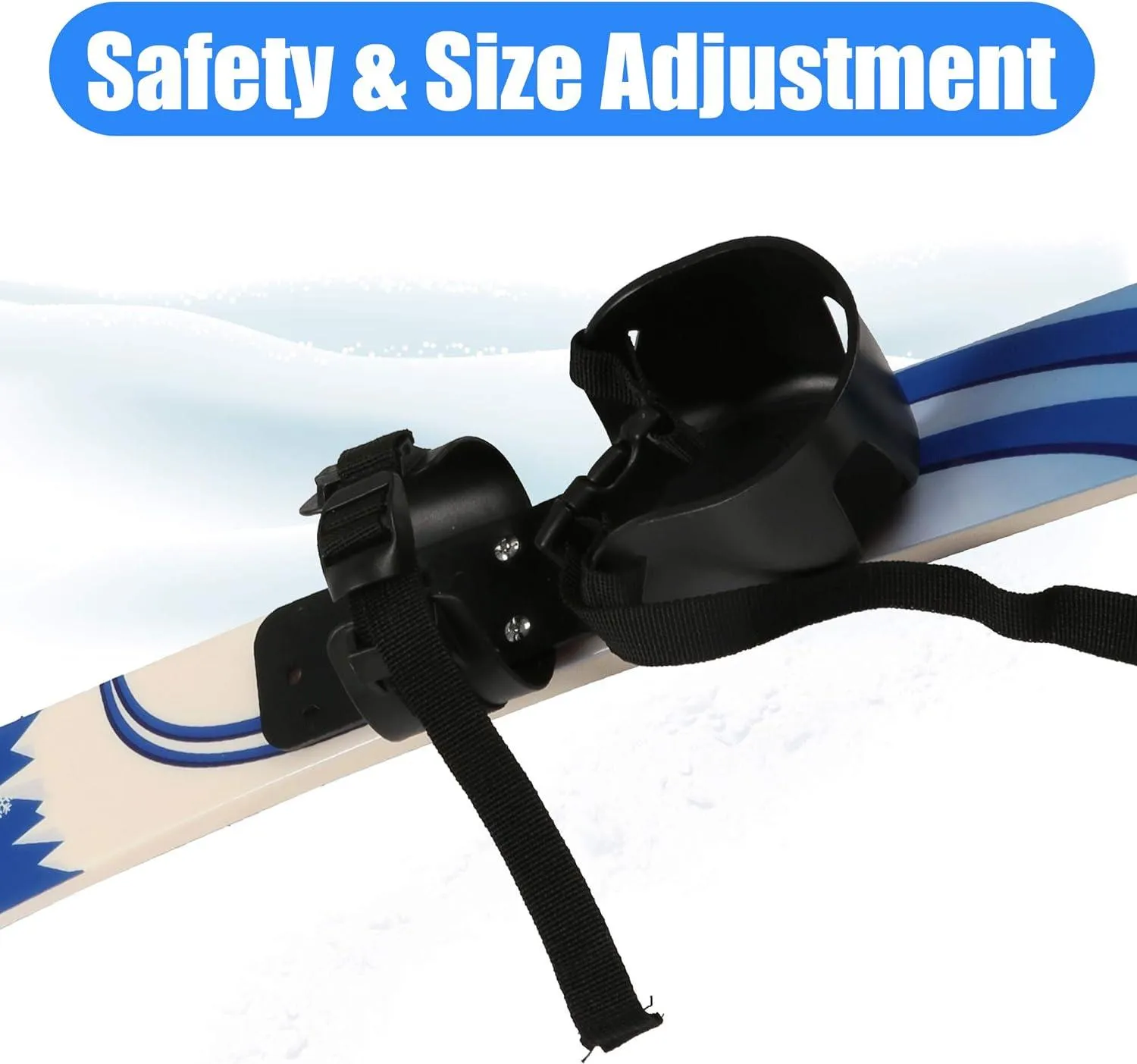 Snow Ski and Pole Set with Bindings 25.6" Ski Boards for Kids Age 2-4 Beginners, Blue