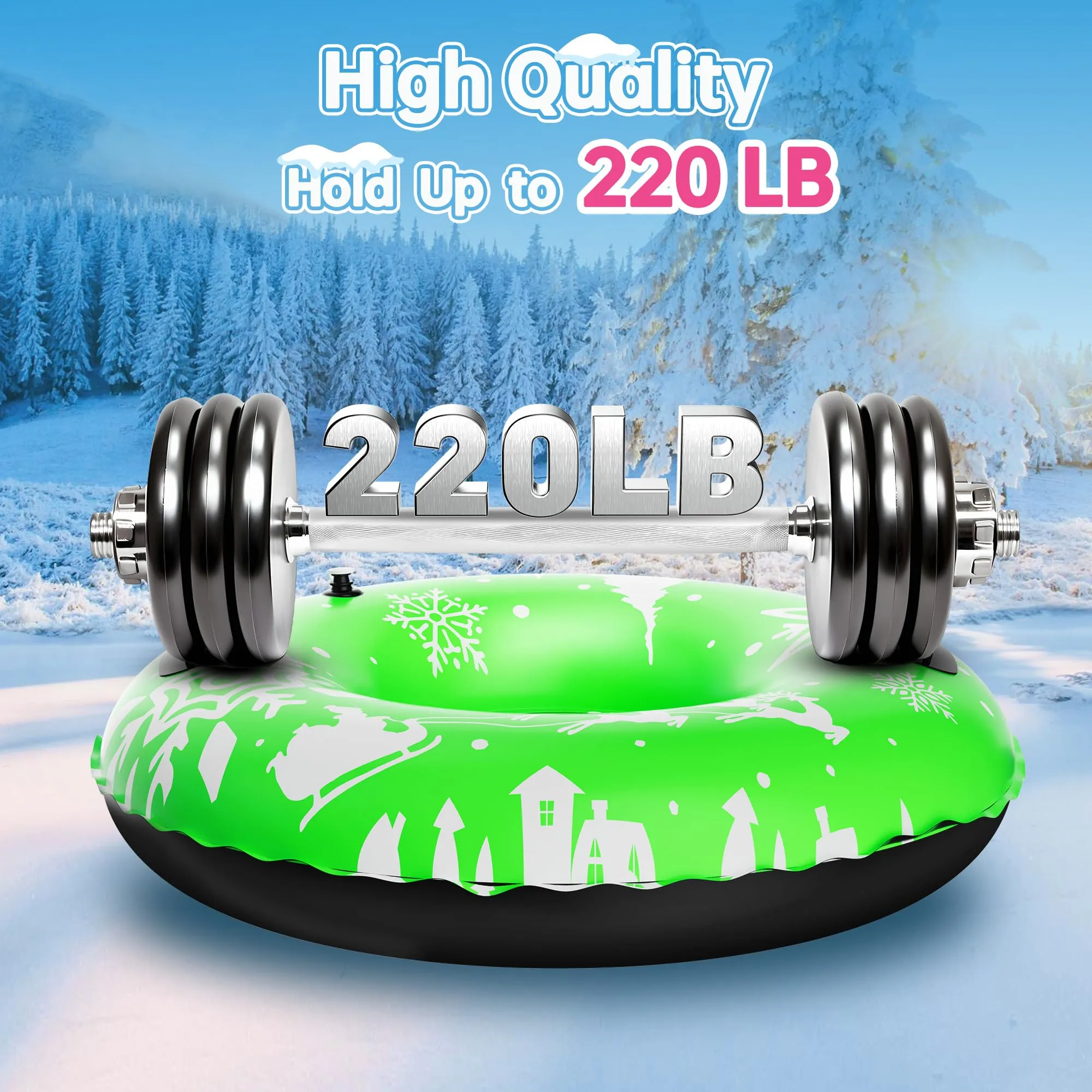 ZIZZ Snow Tubes for Kids Adult - 3 Packs Heavy Duty Inflatable Snow Sleds for Toddler Kids Adult Sledding Toys Outdoor Sport Activities Gift for Boys Girls Christmas Winter Toys Suppiles